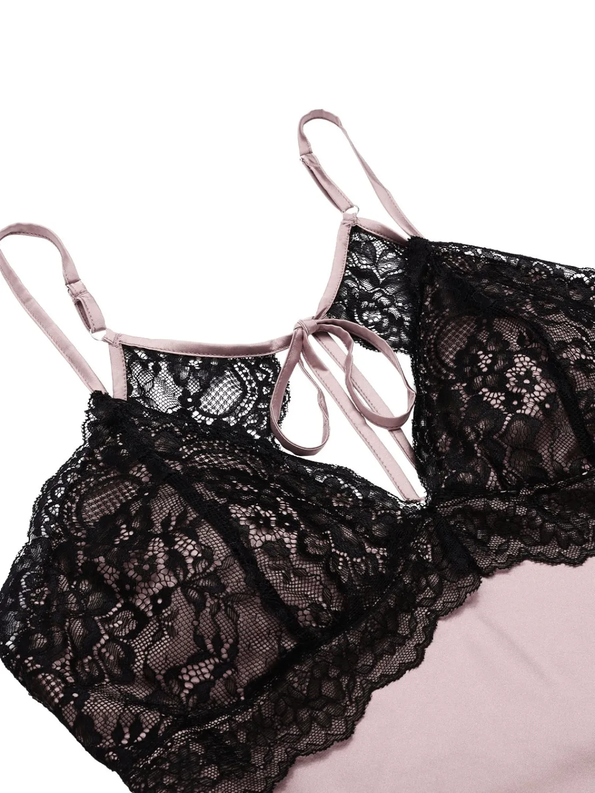 Fashion Retro Stage 1940s Lace Suspender Patchwork Backless Nightgown