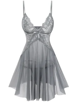 Hot Retro Stage 1940s Lace Suspender Sheer Nightgown
