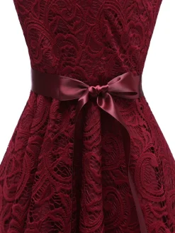 Sale Retro Stage 1950s Lace V Neck Bow Dress