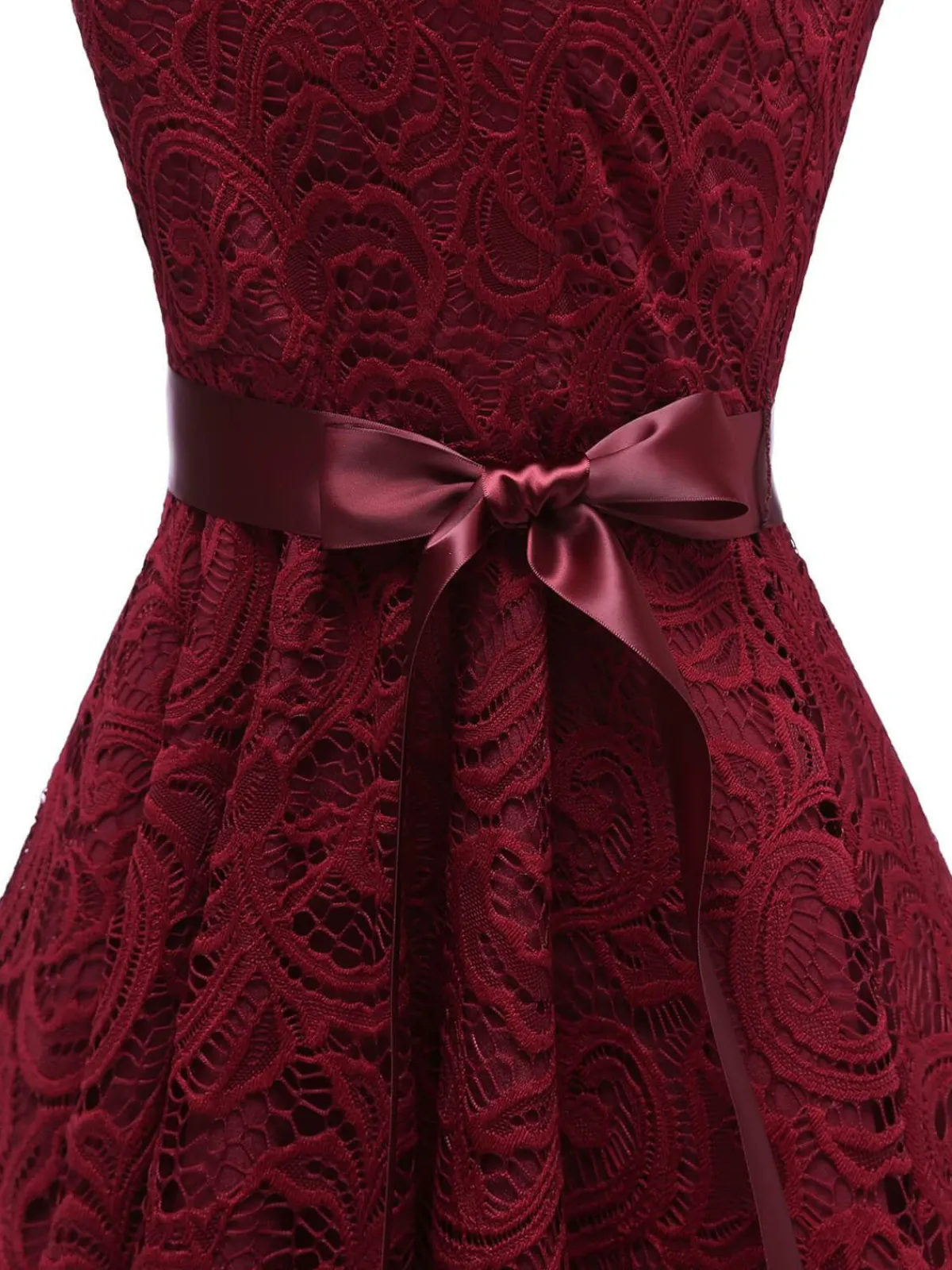 Sale Retro Stage 1950s Lace V Neck Bow Dress