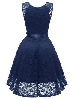Sale Retro Stage 1950s Lace V Neck Bow Dress