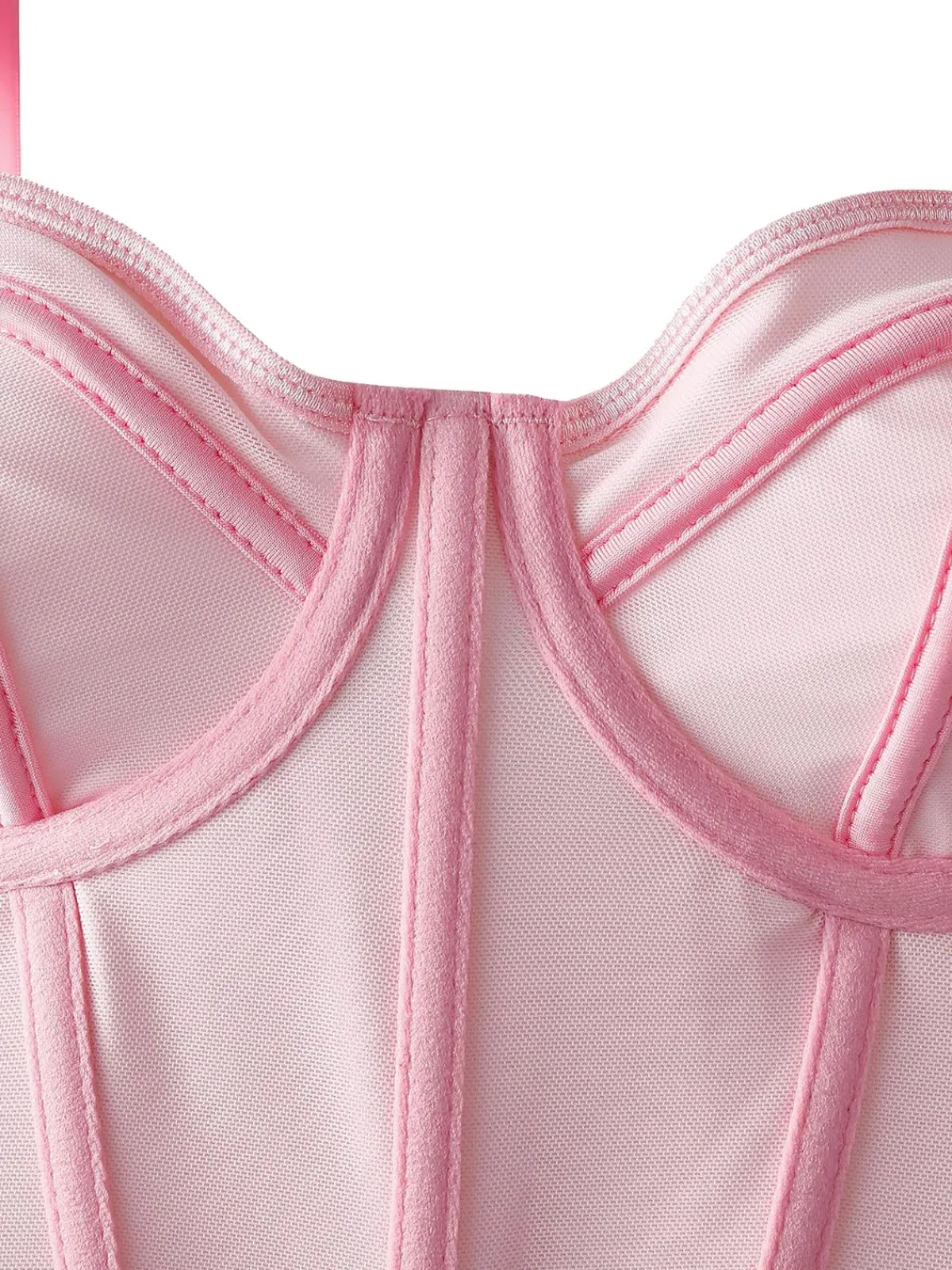 Sale Retro Stage 1940s Lace-Up Bow Mesh Corset Crop Camisole