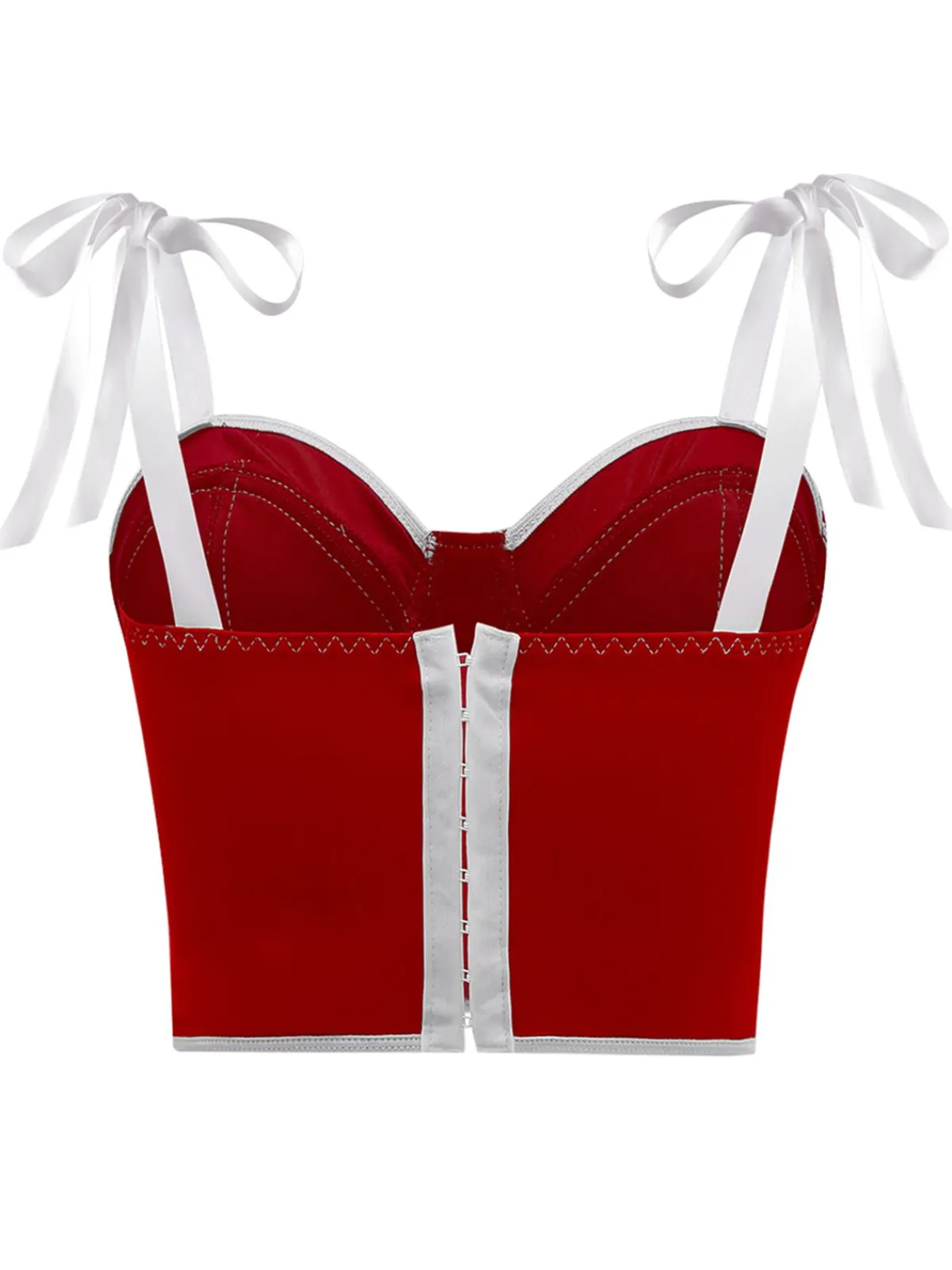 Sale Retro Stage 1940s Lace-Up Bow Mesh Corset Crop Camisole