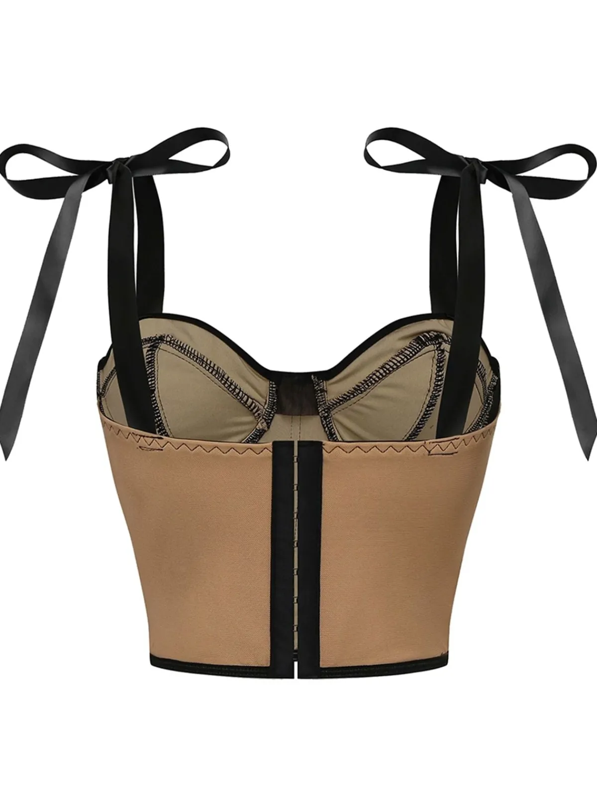 Sale Retro Stage 1940s Lace-Up Bow Mesh Corset Crop Camisole