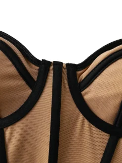 Sale Retro Stage 1940s Lace-Up Bow Mesh Corset Crop Camisole