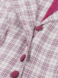 Outlet Retro Stage 1950s Lapel Glen Check Belted Dress Pink