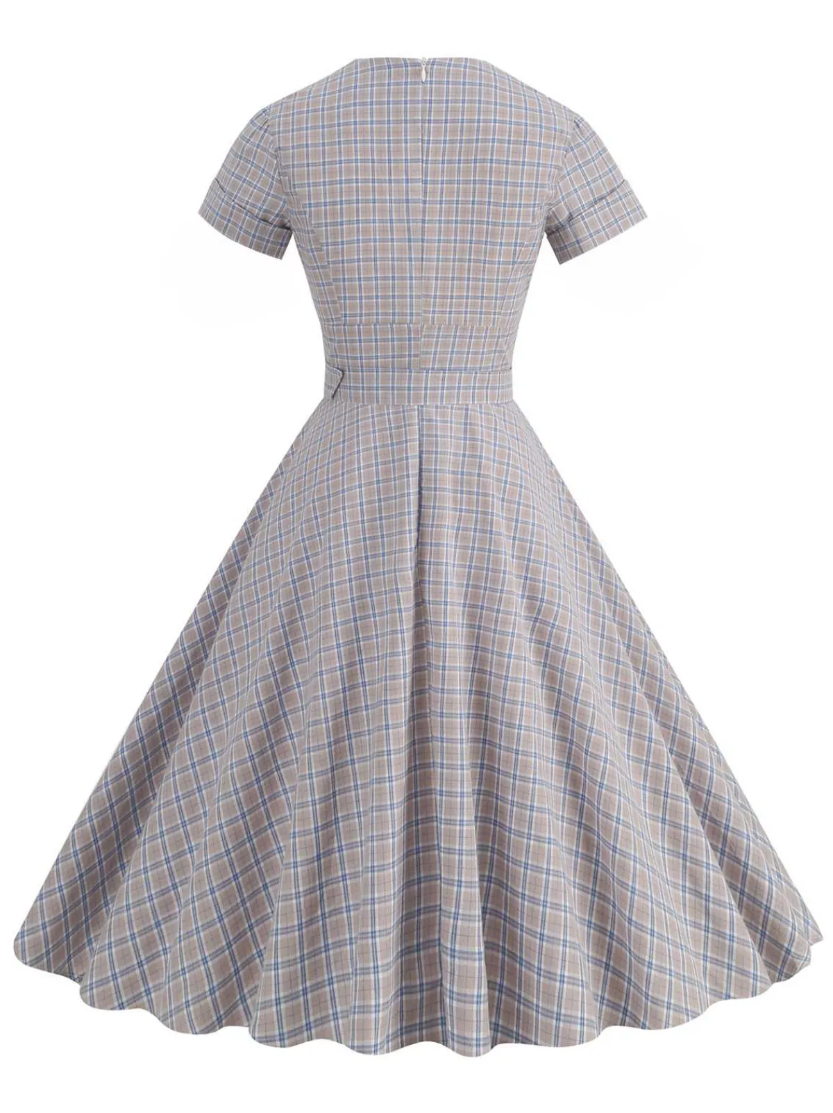 Best Retro Stage 1950s Lapel Plaids Belted Dress