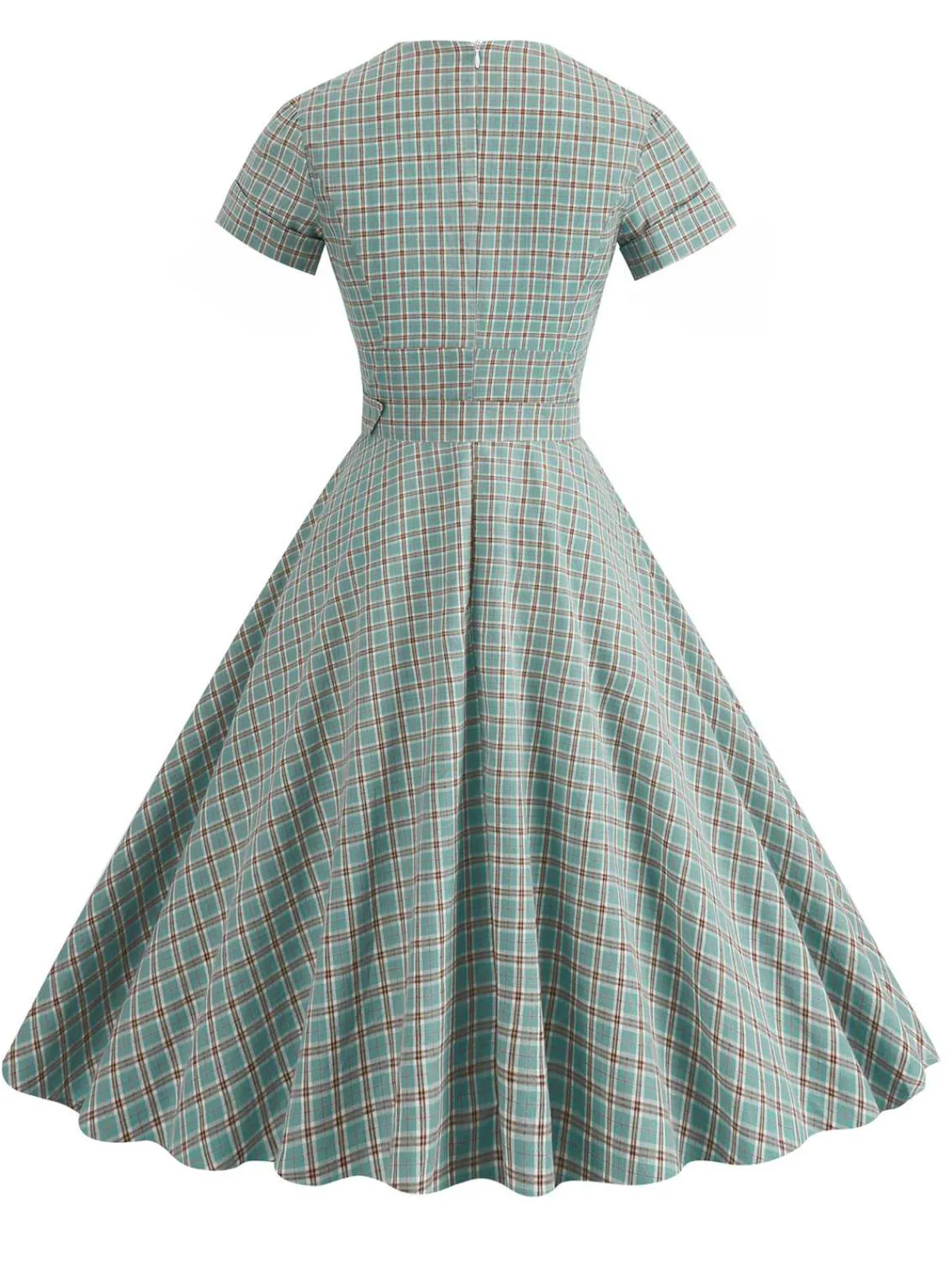 Best Retro Stage 1950s Lapel Plaids Belted Dress