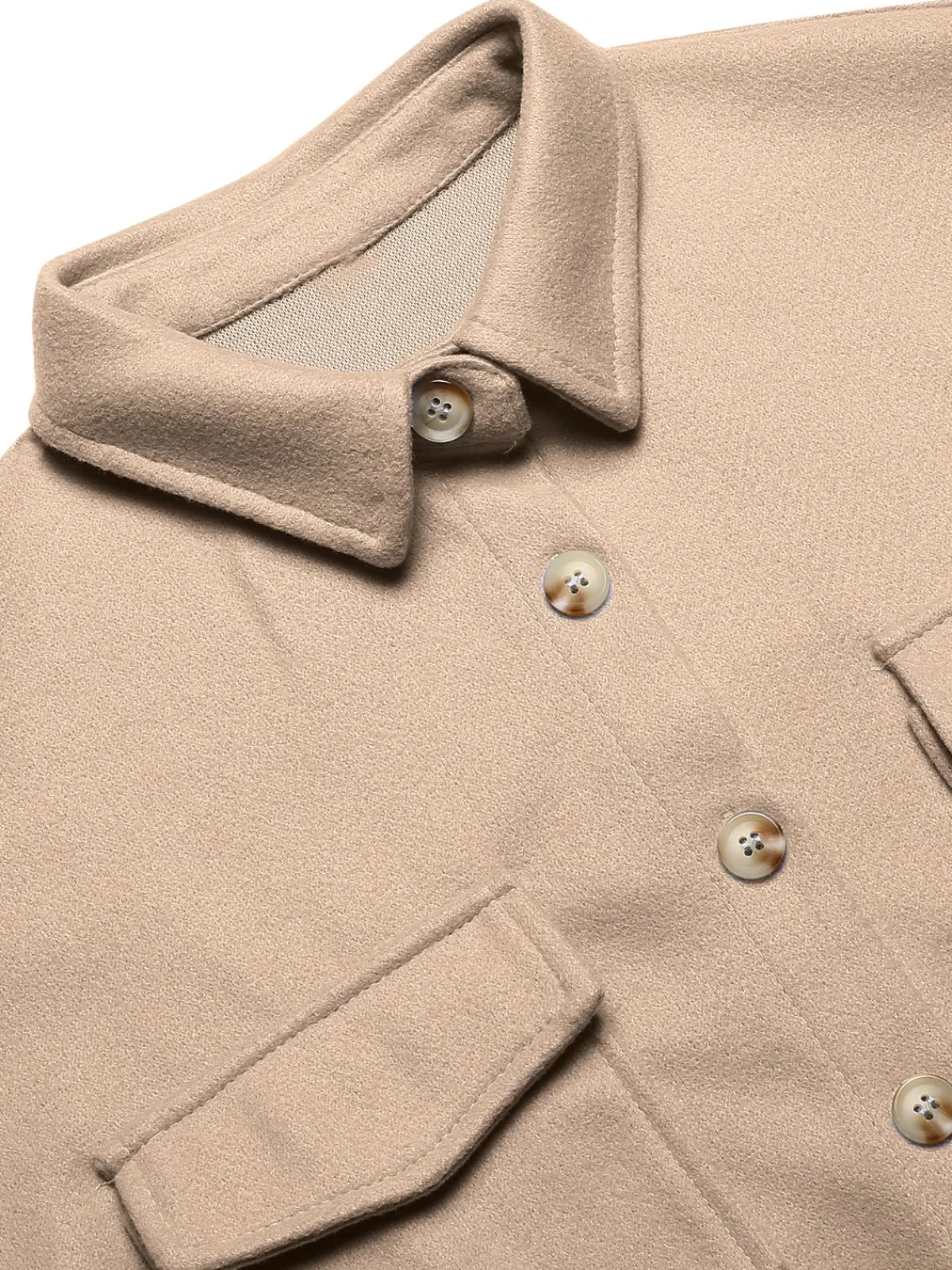 Discount Retro Stage 1960s Lapel Pocketed Solid Coat