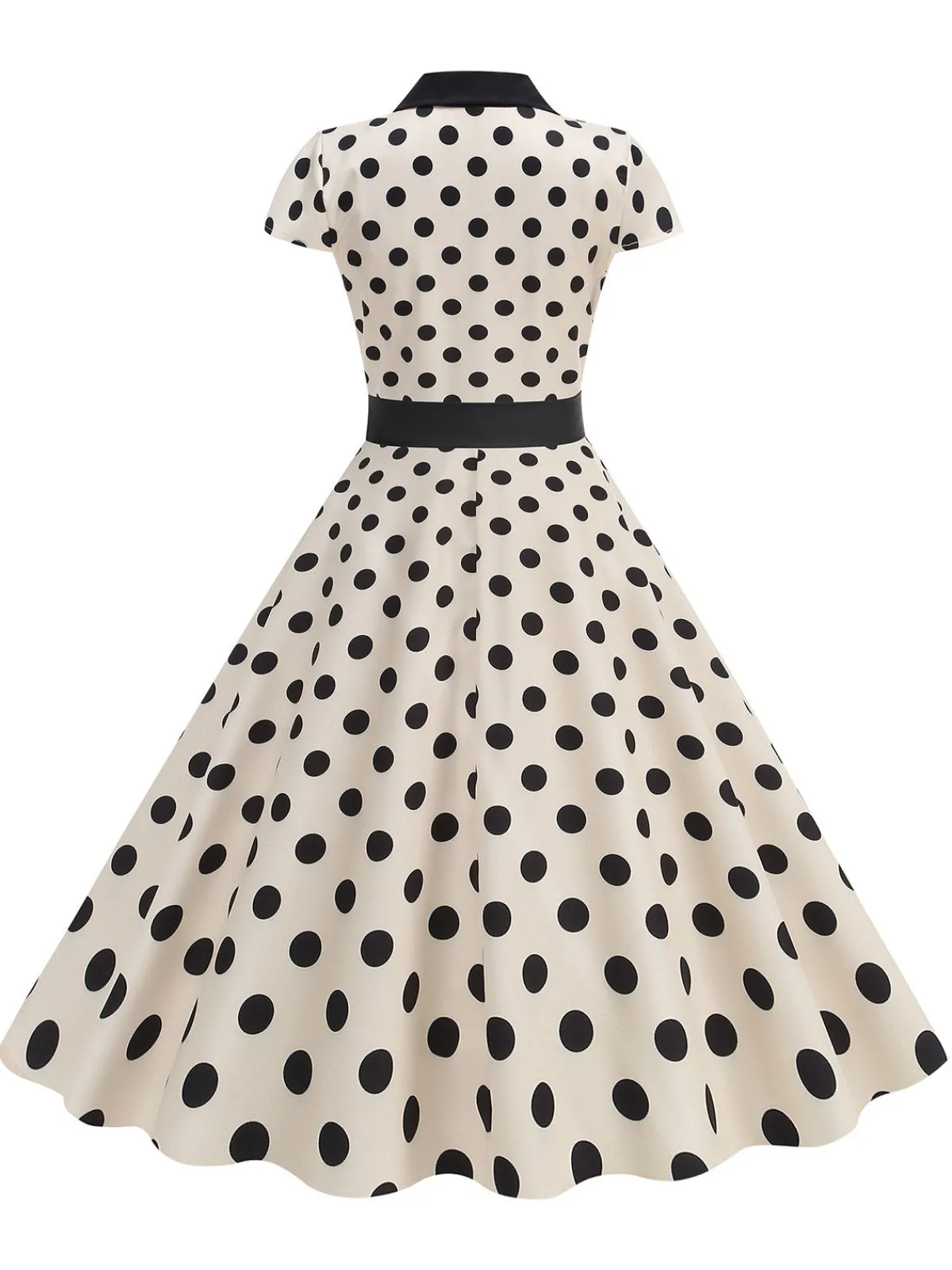 Hot Retro Stage 1950s Lapel Polka Dots Bow Swing Dress