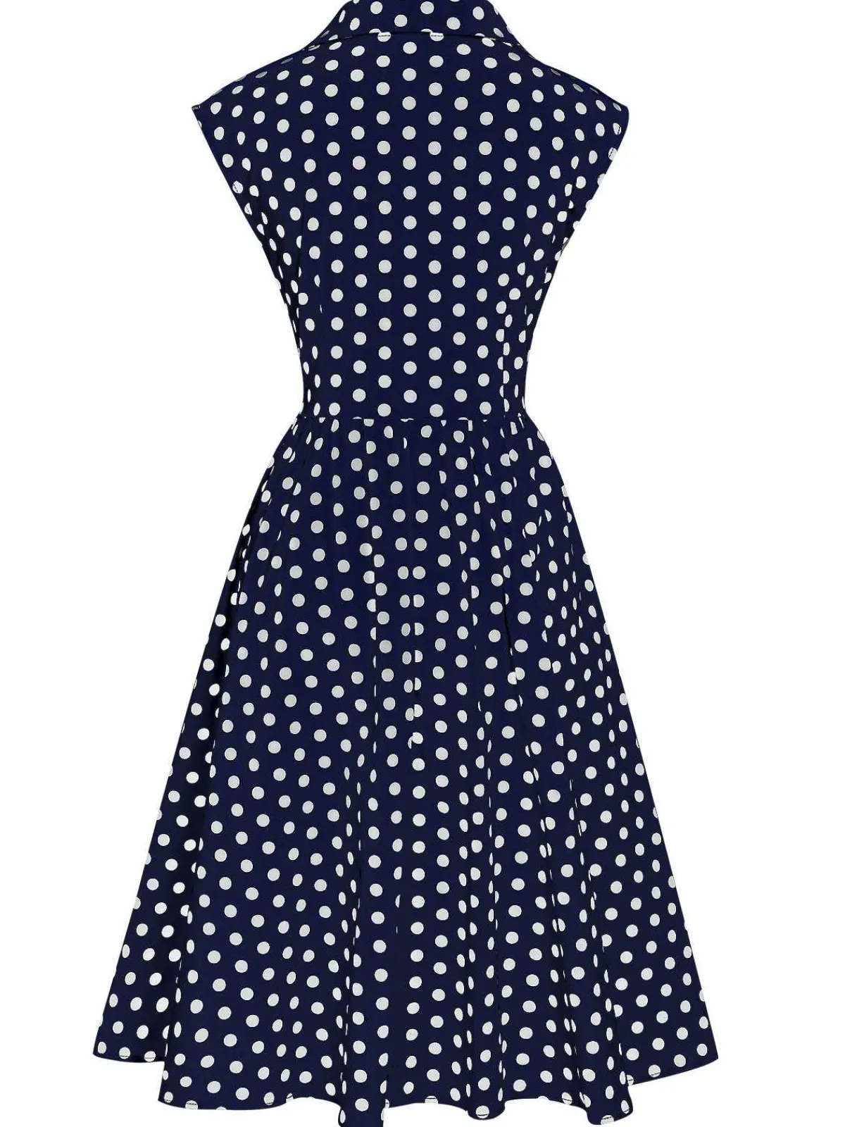 Best Retro Stage 1940s Lapel Polka Dots Sleeveless Dress