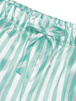 Hot Retro Stage 1960s Lapel Stripes Satin Pajamas Set