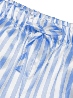 Hot Retro Stage 1960s Lapel Stripes Satin Pajamas Set