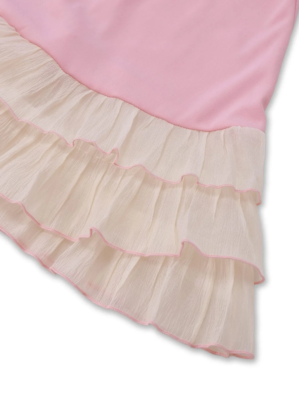 Fashion Retro Stage 1950s Layered Hem Contrast Bow Strap Dress