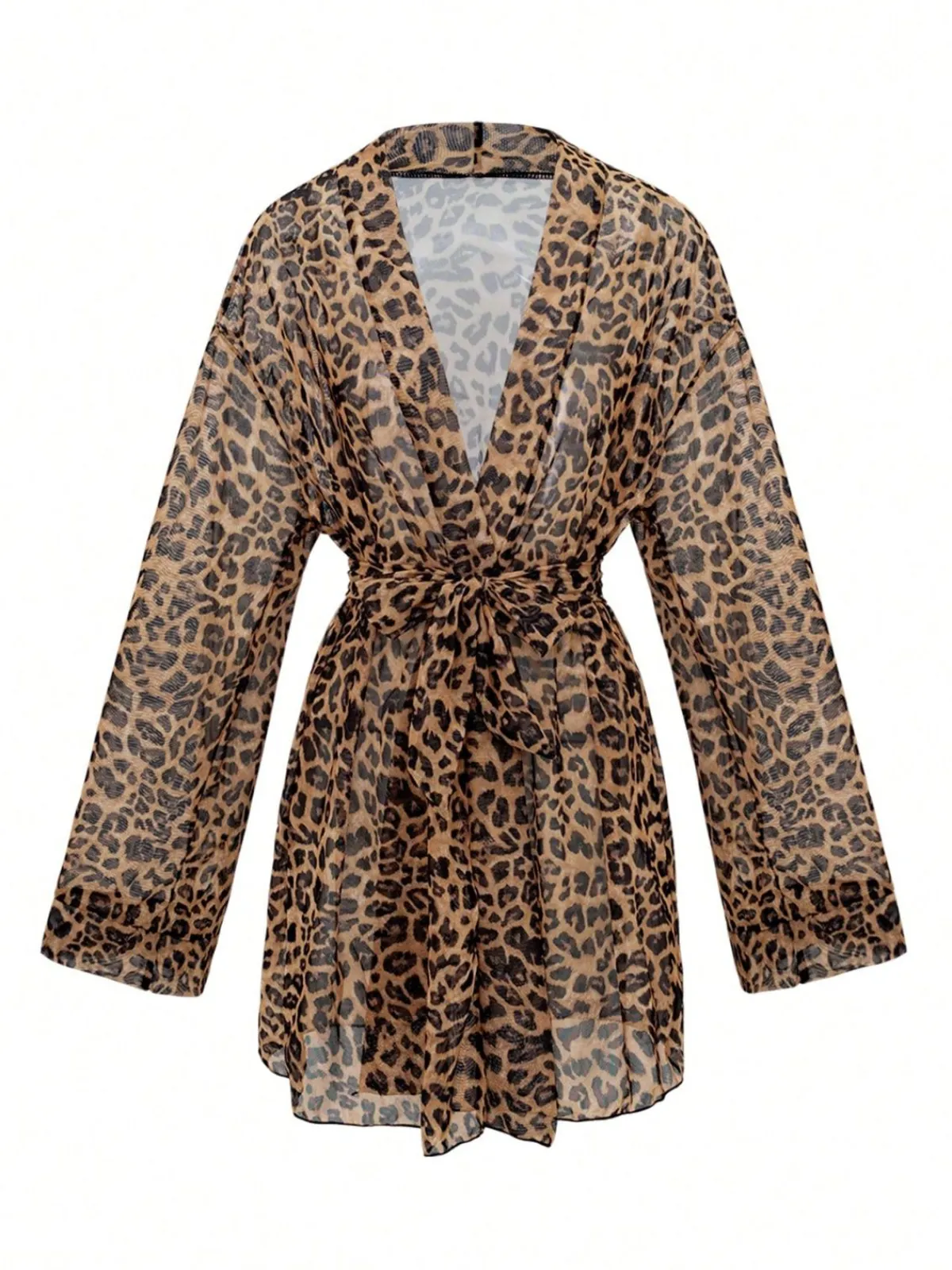 Fashion Retro Stage 1960s Beach Lace-Up Cover-Up Leopard