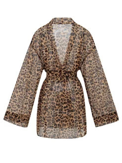 Fashion Retro Stage 1960s Beach Lace-Up Cover-Up Leopard
