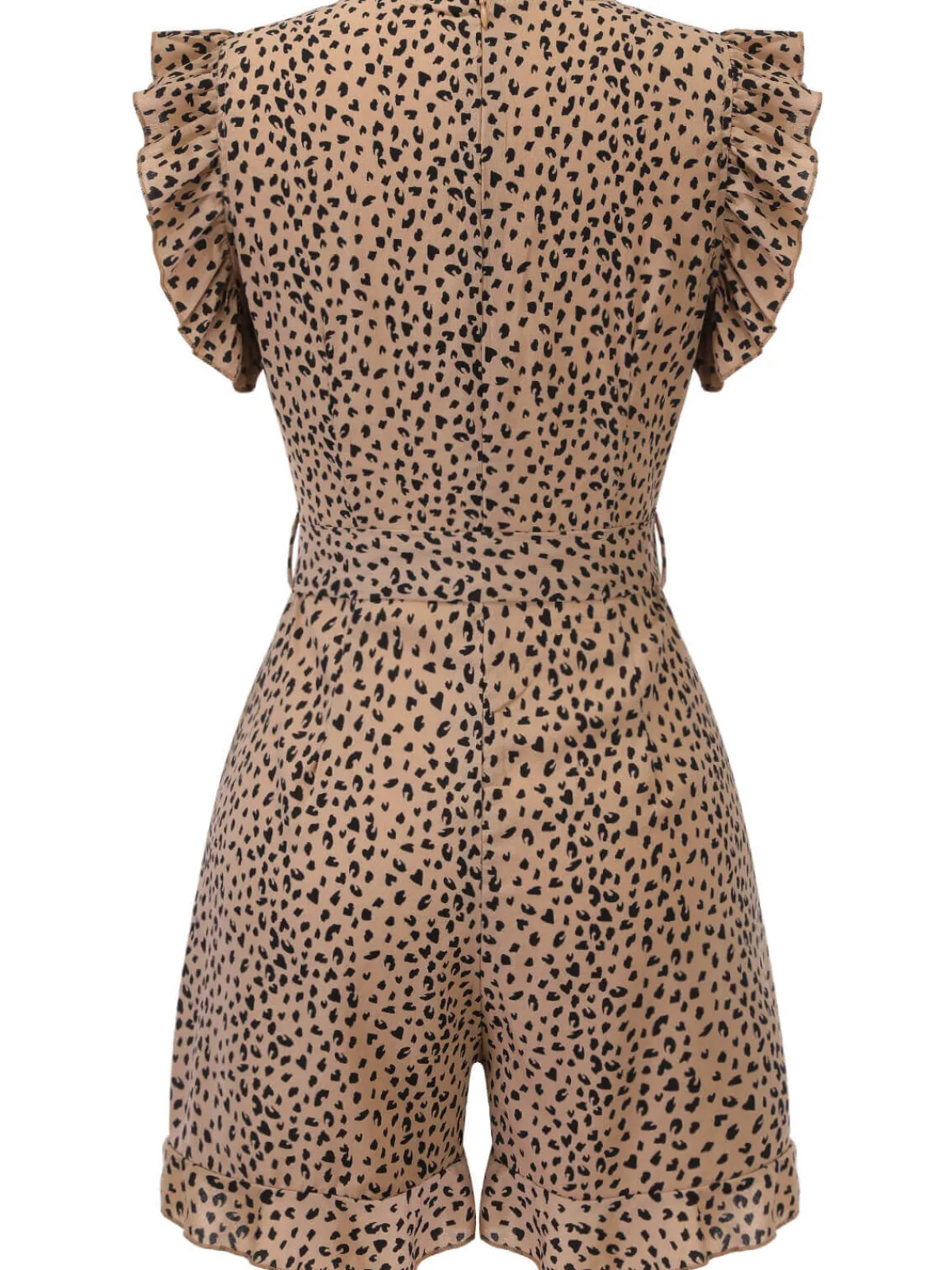 Best Retro Stage 1930s Print Mullet Sleeves V-neck Romper Leopard