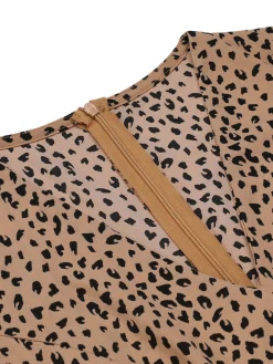 Best Retro Stage 1930s Print Mullet Sleeves V-neck Romper Leopard