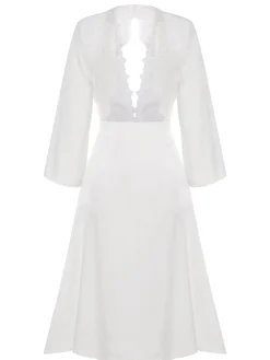 Hot Retro Stage 1950s Long Ice Silk Backless Nightgown