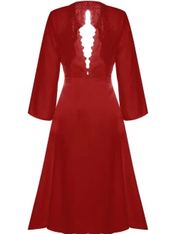 Hot Retro Stage 1950s Long Ice Silk Backless Nightgown