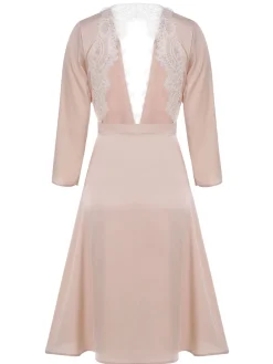 Hot Retro Stage 1950s Long Ice Silk Backless Nightgown