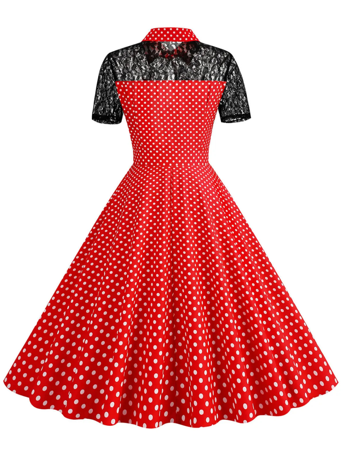Online Retro Stage 1950s Mesh Patchwork Polka Dot Dress