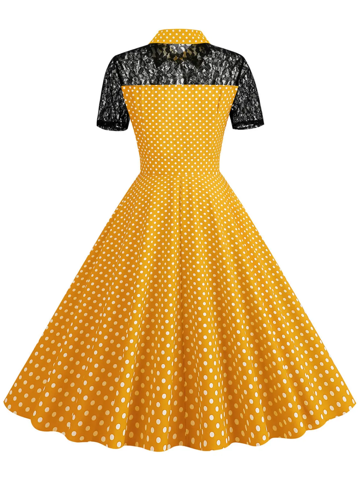 Online Retro Stage 1950s Mesh Patchwork Polka Dot Dress