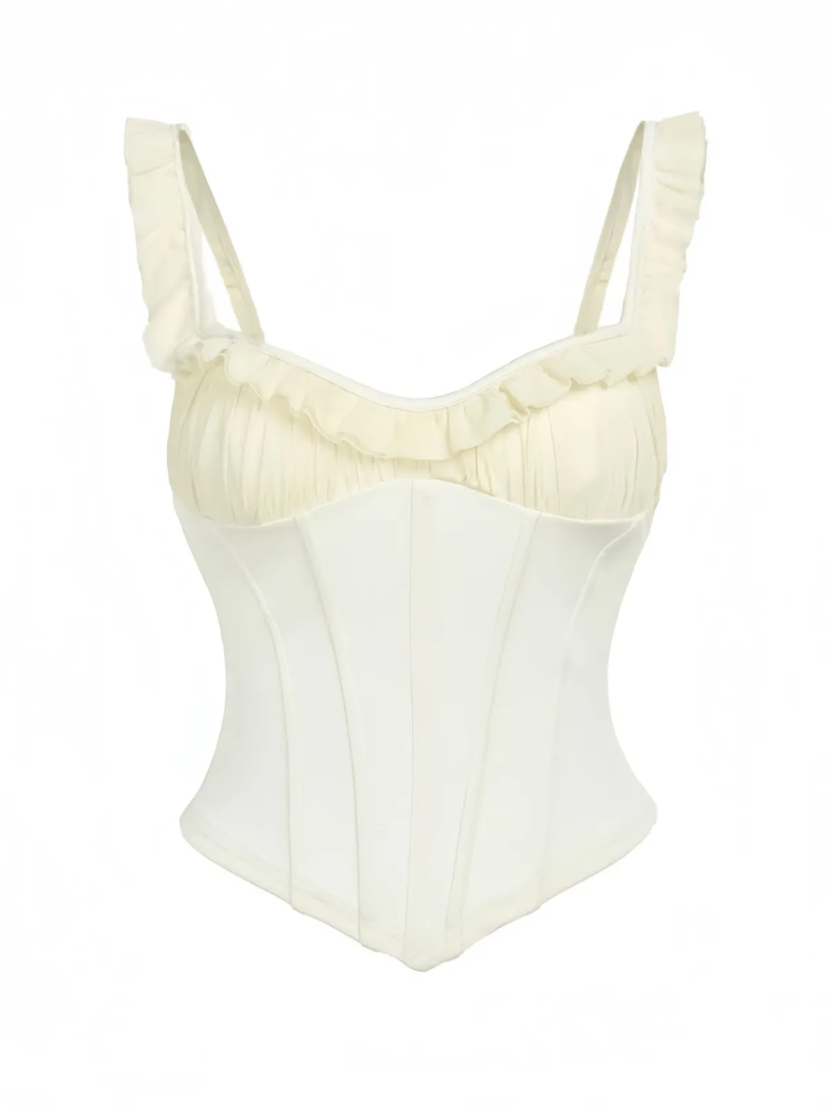 New Retro Stage 1960s Mesh Patchwork Ruffled Corset Camisole