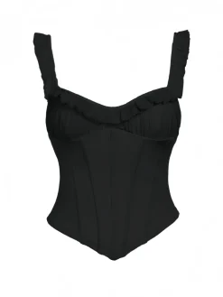 New Retro Stage 1960s Mesh Patchwork Ruffled Corset Camisole