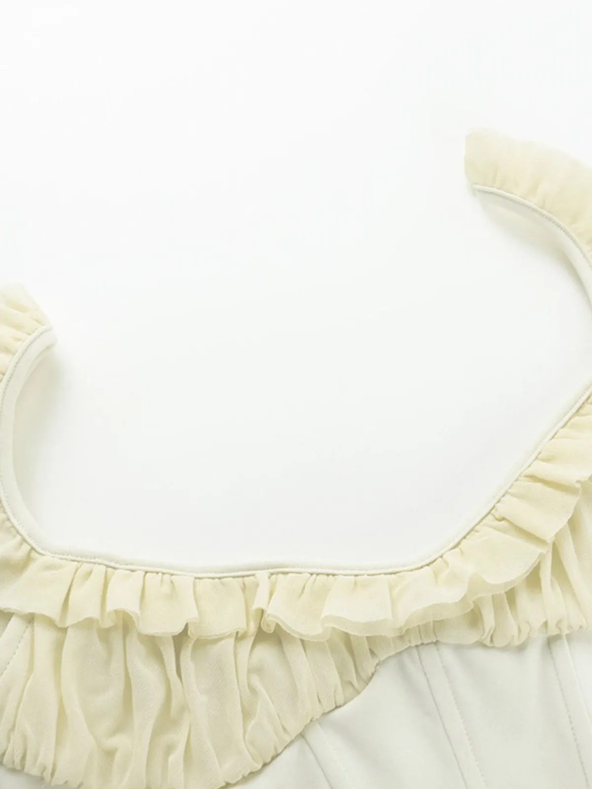 New Retro Stage 1960s Mesh Patchwork Ruffled Corset Camisole