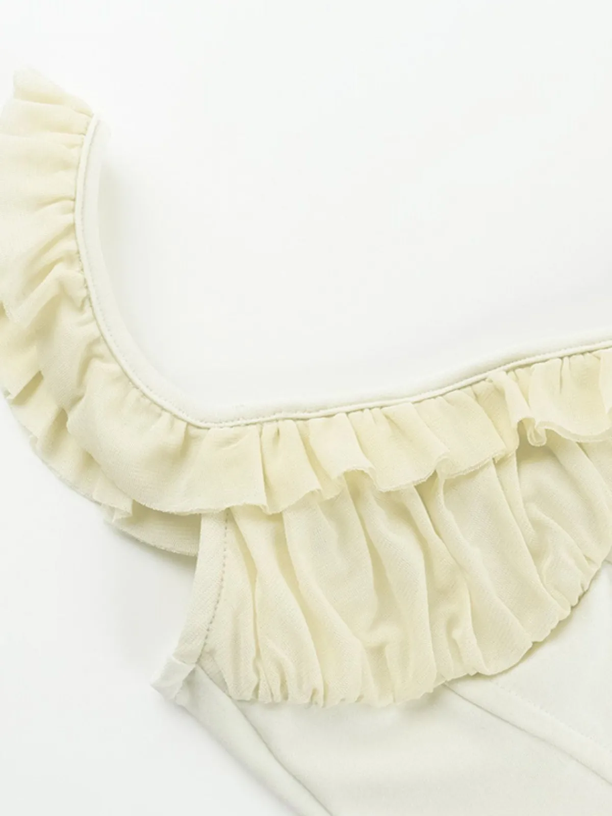 New Retro Stage 1960s Mesh Patchwork Ruffled Corset Camisole