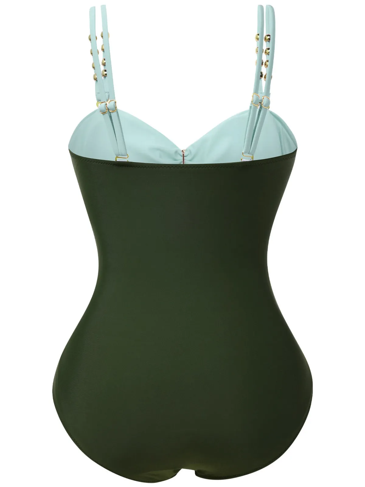 Best Retro Stage 1950s Metal Button Hollow One-Piece Swimsuit