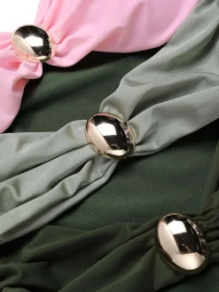 Best Retro Stage 1950s Metal Button Hollow One-Piece Swimsuit