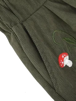 Best Retro Stage 1940s Mushroom Embroidered Corduroy Shorts