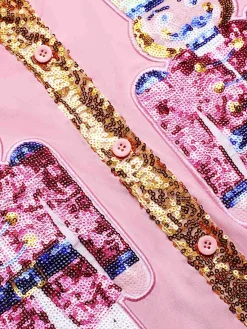 Hot Retro Stage 1970s Nutcracker Lapel Sequin Dress