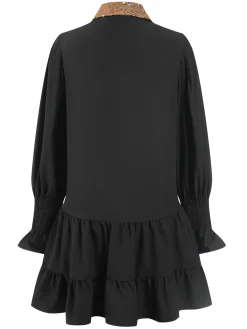 Hot Retro Stage 1970s Nutcracker Lapel Sequin Dress