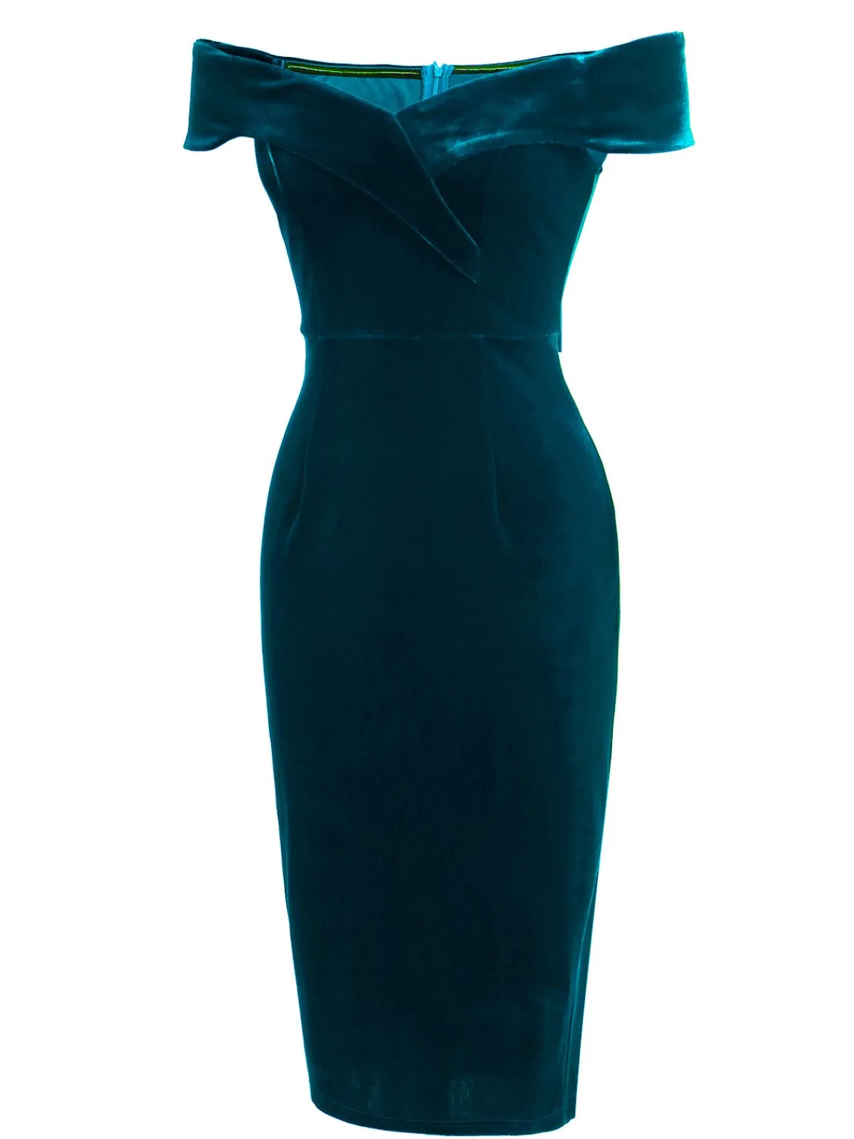 Best Retro Stage 1960s Off Shoulder Velvet Bodycon Dress