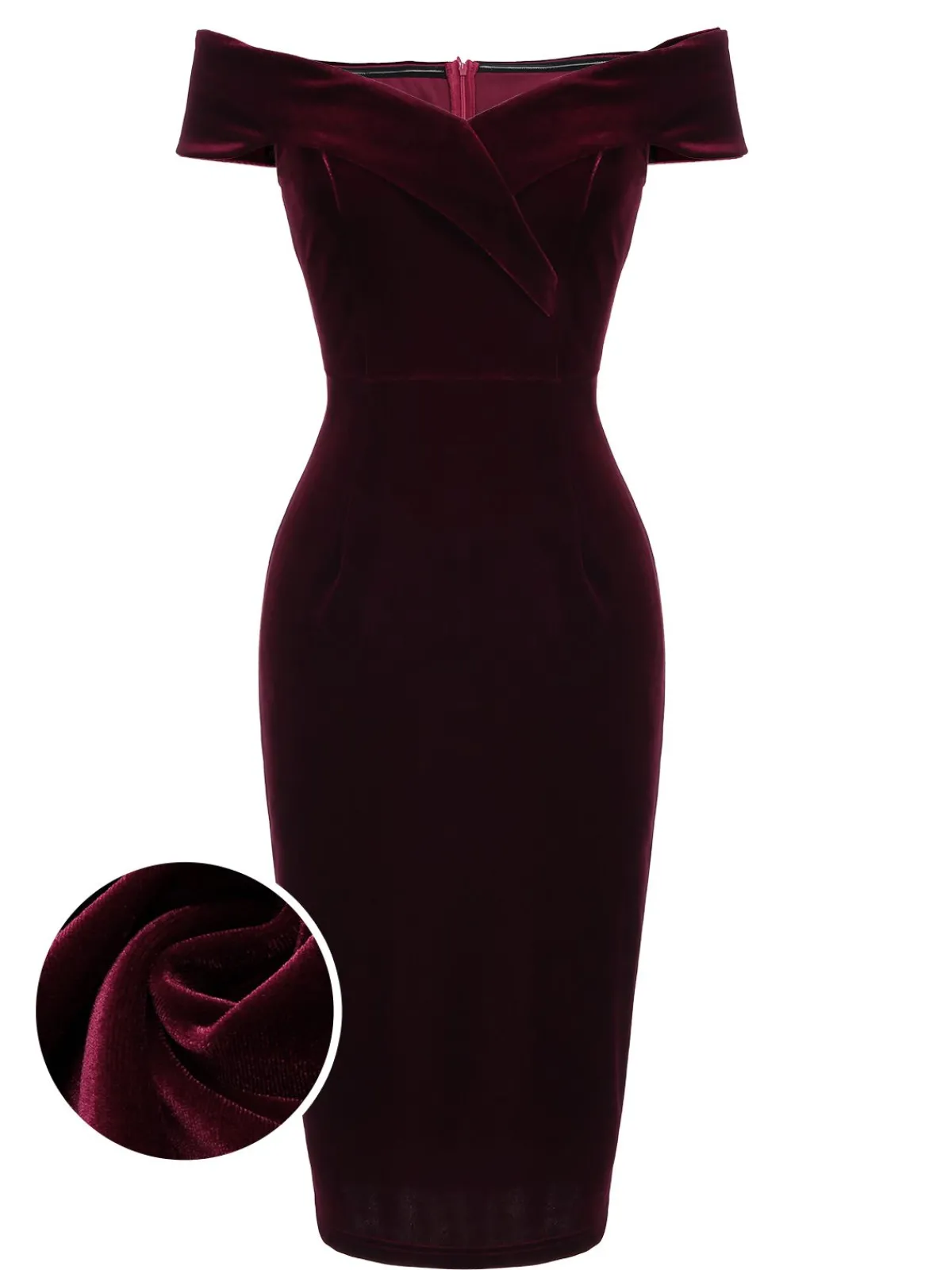Best Retro Stage 1960s Off Shoulder Velvet Bodycon Dress