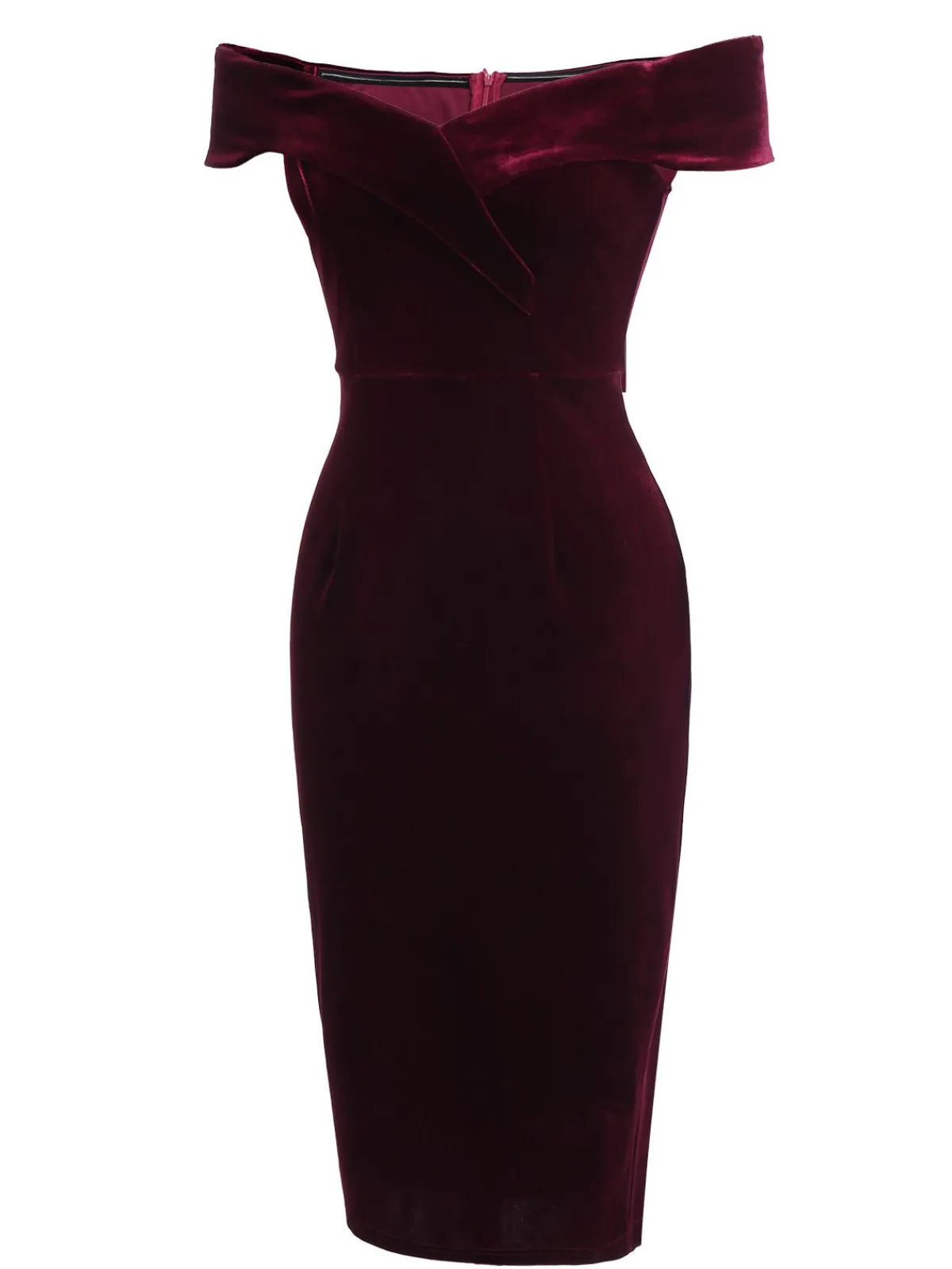 Best Retro Stage 1960s Off Shoulder Velvet Bodycon Dress
