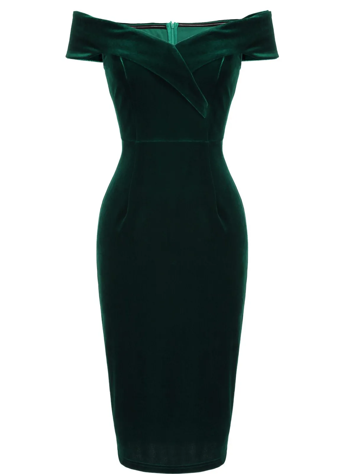 Best Retro Stage 1960s Off Shoulder Velvet Bodycon Dress