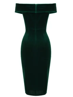 Hot Retro Stage 1960s Off Shoulder Velvet Bodycon Vintage Dress