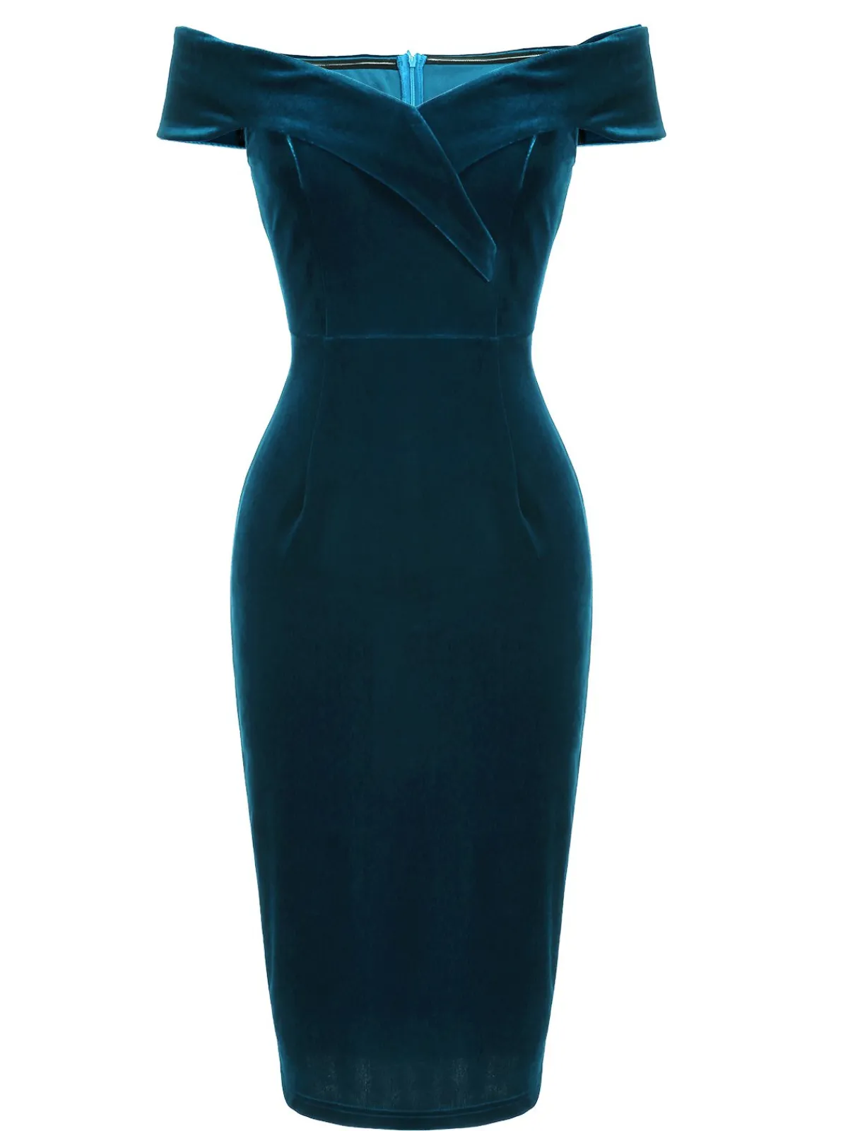 Fashion Retro Stage 1960s Off Shoulder Velvet Bodycon Dress