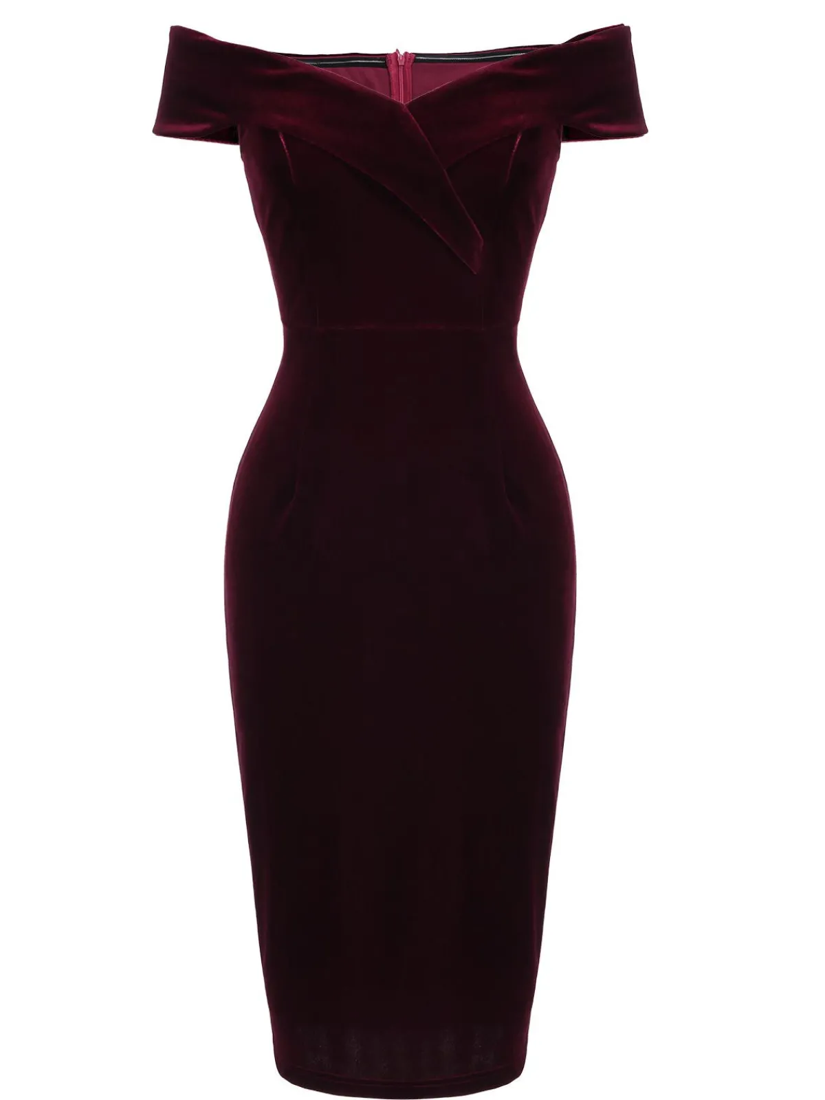 Fashion Retro Stage 1960s Off Shoulder Velvet Bodycon Dress