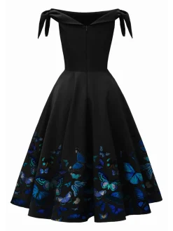 Clearance Retro Stage 1950s Off-Shoulder Butterfly Swing Dress