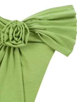 Sale Retro Stage 1960s Off-Shoulder 3D Rose Solid Top