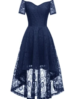 New Retro Stage 1950s Off-shoulder Floral Lace Dress