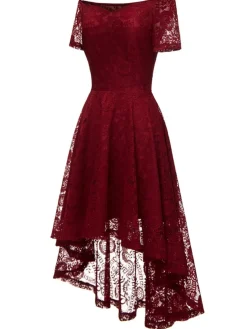 New Retro Stage 1950s Off-shoulder Floral Lace Dress