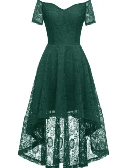 New Retro Stage 1950s Off-shoulder Floral Lace Dress