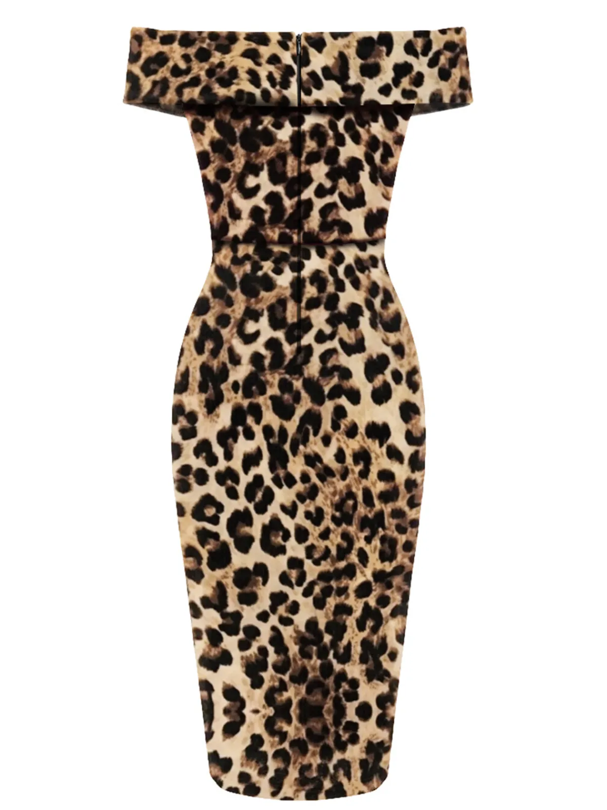 New Retro Stage 1960s Off-shoulder Pencil Dress Leopard