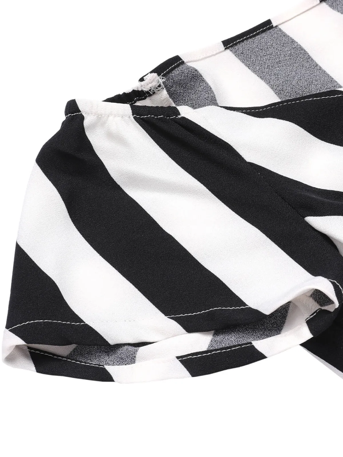 Clearance Retro Stage 1960s Off-Shoulder Wide Stripe Jumpsuit Black